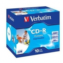 KOMPAKTDISKS VERBATIM CD-R 700Mb/80min 52x AZO PRINTABLE (VER43325)