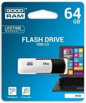 USB FLASH ATMIŅA GOODRAM 64GB UCO2 BLACK&WHITE USB 2.0, READ 20Mb/s, WRITE 5Mb/s