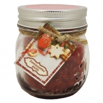 AROMĀTISKĀ SVECE 9cm ZIEMASSVĒTKU PUNŠS, STIKLA TRAUCIŅĀ AR VĀCIŅU (082088) ZS