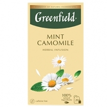 ZĀĻU TĒJA GREENFIELD MINT CAMOMILE, MAISIŅOS FOLIJA APLOKSNĒS (017872) J